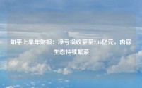 知乎上半年财报:净亏损收窄至2.46亿元,内容生态持续繁荣