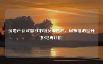 房地产新政首日市场反响热烈,房东信心回升拒绝再让价