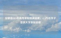 安徽省2024年高考录取圆满结束,52.4万名学子喜获大学录取资格