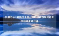 安徽公示22名拟任干部,同时国内首条跨省低空航线正式开通