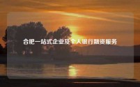 合肥一站式企业及个人银行融资服务