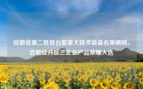 安徽省第二批首台套重大技术装备名单揭晓,合肥经开区三企业产品荣耀入选