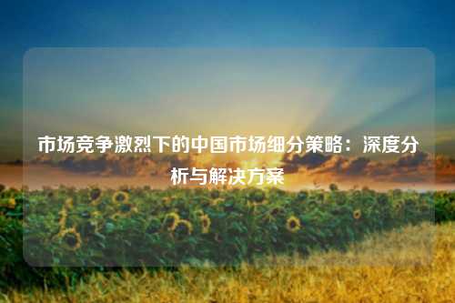 市场竞争激烈下的中国市场细分策略：深度分析与解决方案