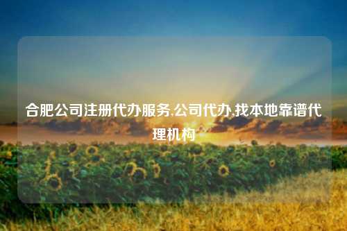 合肥公司注册代办服务,公司代办,找本地靠谱代理机构