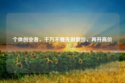 个体创业者，千万不要先做低价，再升高价