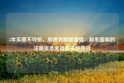 5年实缴不可怕，加速到期需谨慎：股东面临的注册资本金提前实缴挑战