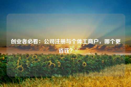 创业者必看:公司注册与个体工商户,哪个更省钱?